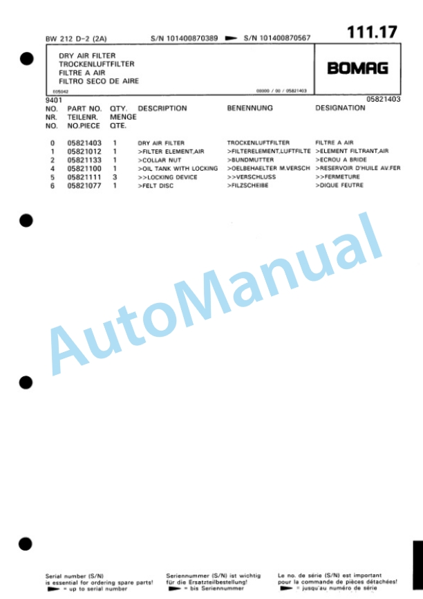 Bomag BW 212 D-2 2 Ampl Single Drum Wheel Drive Vibratory Roller Spare Parts Catalogue 00810663 5 Bomag BW 212 D-2 2 Ampl Single Drum Wheel Drive Vibratory Roller Spare Parts Catalogue 00810663-5