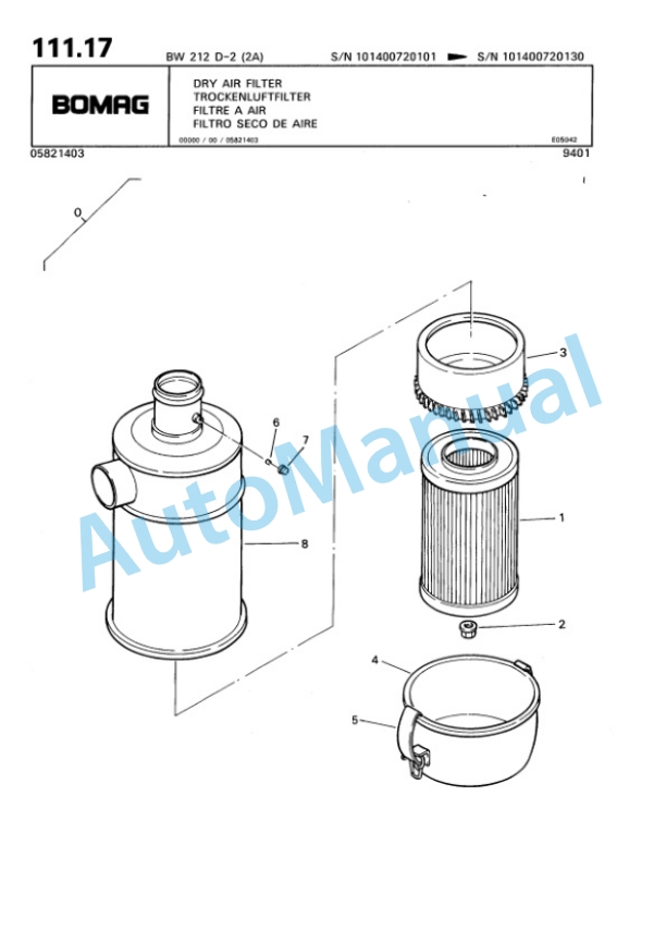 Bomag BW 212 D-2 2 Ampl Single Drum Wheel Drive Vibratory Roller Spare Parts Catalogue 00810672 5 Bomag BW 212 D-2 2 Ampl Single Drum Wheel Drive Vibratory Roller Spare Parts Catalogue 00810672-5