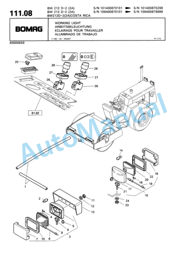 Bomag BW 212 D-2 2 Ampl Single Drum Wheel Drive Vibratory Roller Spare Parts Catalogue 00810687 5 Bomag BW 212 D-2 2 Ampl Single Drum Wheel Drive Vibratory Roller Spare Parts Catalogue 00810687-5