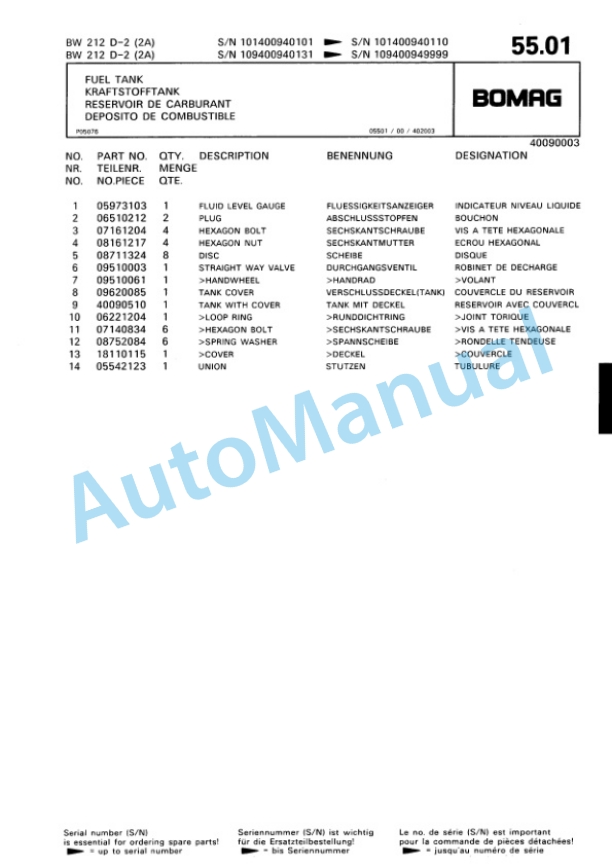 Bomag BW 212 D-2 2 Ampl Single Drum Wheel Drive Vibratory Roller Spare Parts Catalogue 00810694 3 Bomag BW 212 D-2 2 Ampl Single Drum Wheel Drive Vibratory Roller Spare Parts Catalogue 00810694-3
