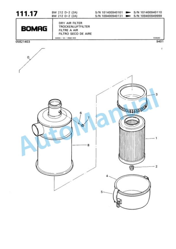 Bomag BW 212 D-2 2 Ampl Single Drum Wheel Drive Vibratory Roller Spare Parts Catalogue 00810694 5 Bomag BW 212 D-2 2 Ampl Single Drum Wheel Drive Vibratory Roller Spare Parts Catalogue 00810694-5