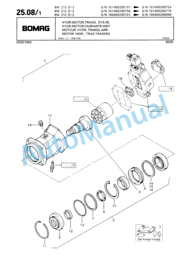Bomag BW 212 D-2 Single Drum Wheel Drive Vibratory Roller Spare Parts Catalogue 00810628 2 Bomag BW 212 D-2 Single Drum Wheel Drive Vibratory Roller Spare Parts Catalogue 00810628-2