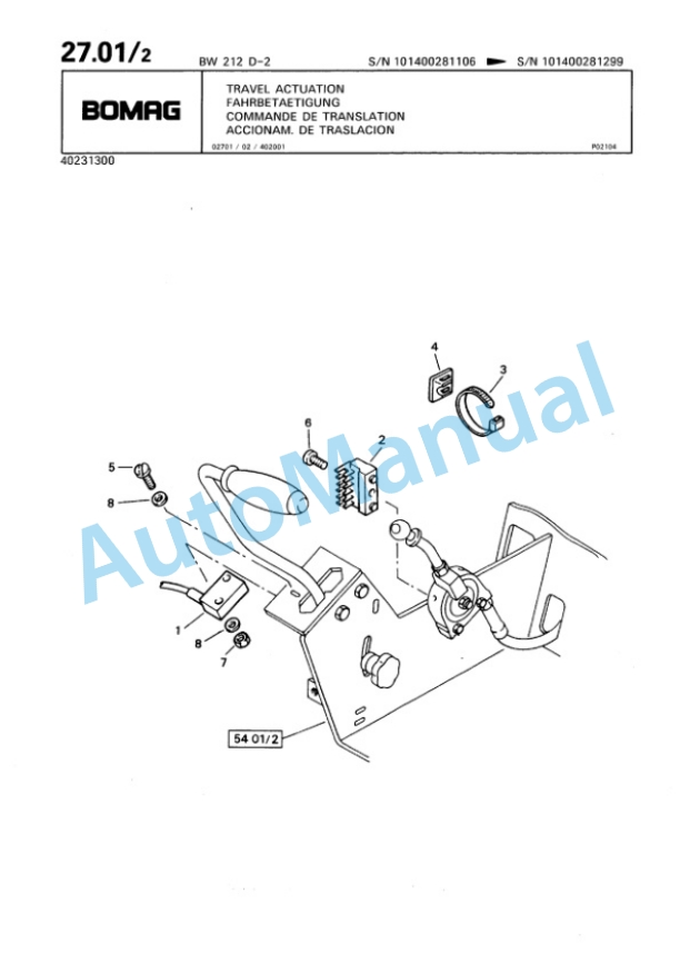 Bomag BW 212 D-2 Single Drum Wheel Drive Vibratory Roller Spare Parts Catalogue 00810662 2 Bomag BW 212 D-2 Single Drum Wheel Drive Vibratory Roller Spare Parts Catalogue 00810662-2