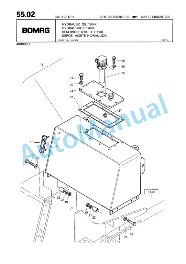 Bomag BW 212 D-2 Single Drum Wheel Drive Vibratory Roller Spare Parts Catalogue 00810662 3 Bomag BW 212 D-2 Single Drum Wheel Drive Vibratory Roller Spare Parts Catalogue 00810662-3