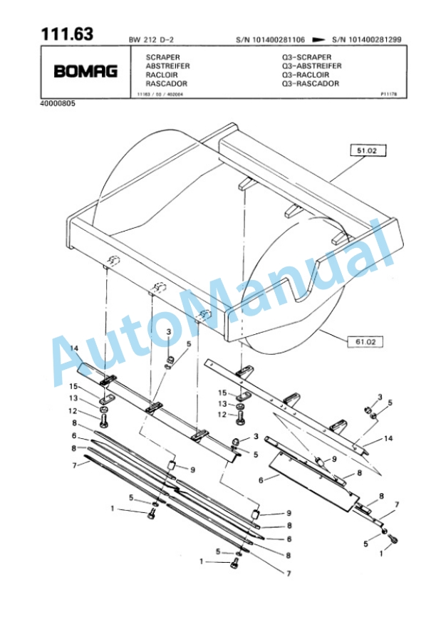 Bomag BW 212 D-2 Single Drum Wheel Drive Vibratory Roller Spare Parts Catalogue 00810662 5 Bomag BW 212 D-2 Single Drum Wheel Drive Vibratory Roller Spare Parts Catalogue 00810662-5