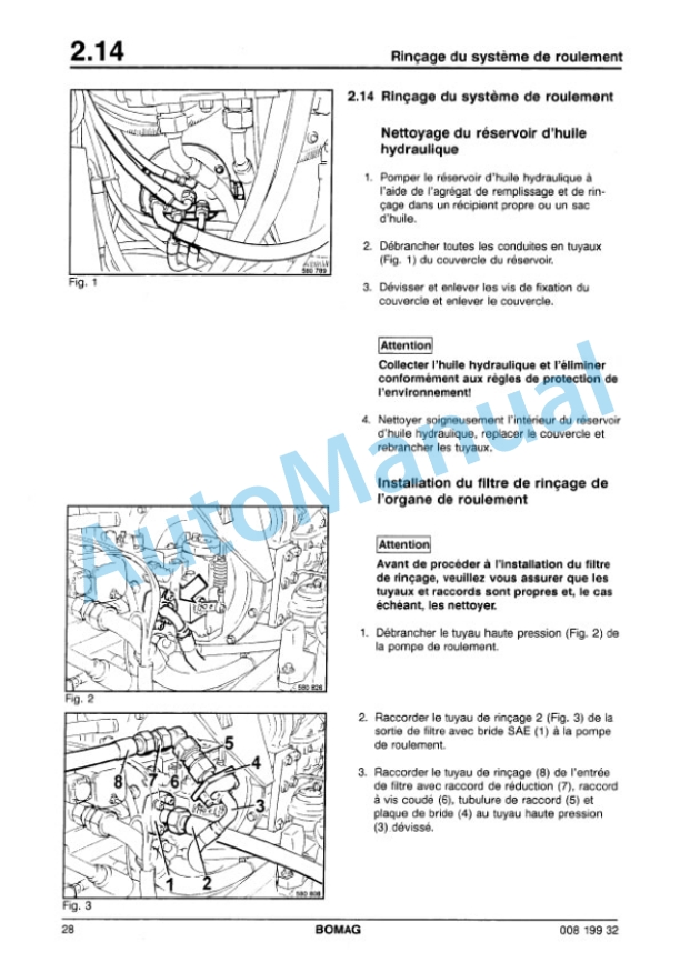 Bomag BW 212 D-3, BW 212 PD-3, BW 214 D-3, BW 214 PD-3 Inspection and Adjustment Work Repair Manual 00819932 FR 3 Bomag BW 212 D-3, BW 212 PD-3, BW 214 D-3, BW 214 PD-3 Inspection and Adjustment Work Repair Manual 00819932 FR-3