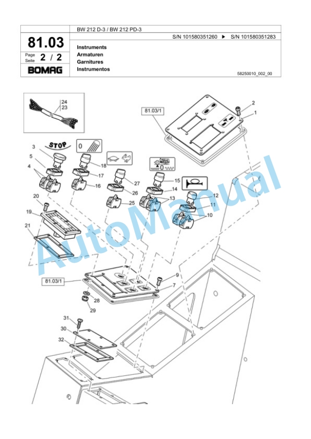 Bomag BW 212 D-3, BW 212 PD-3 Single Drum Wheel Drive Vibratory Roller Spare Parts Catalogue 00817521 3 Bomag BW 212 D-3, BW 212 PD-3 Single Drum Wheel Drive Vibratory Roller Spare Parts Catalogue 00817521-3