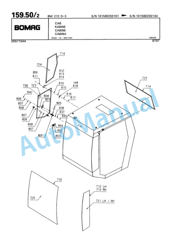 Bomag BW 212 D-3 Single Drum Wheel Drive Vibratory Roller Spare Parts Catalogue 00815325 5 Bomag BW 212 D-3 Single Drum Wheel Drive Vibratory Roller Spare Parts Catalogue 00815325-5
