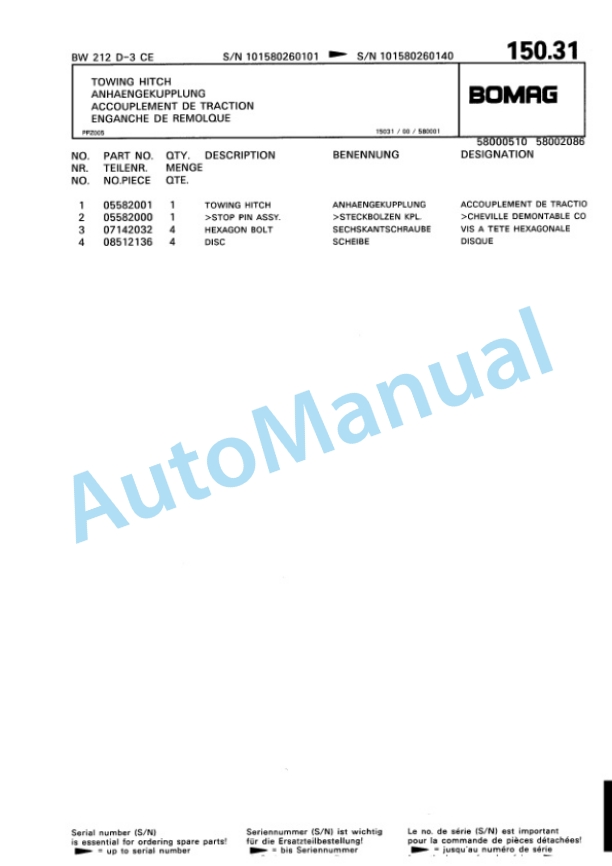 Bomag BW 212 D-3 Single Drum Wheel Drive Vibratory Roller Spare Parts Catalogue 00815326 3 Bomag BW 212 D-3 Single Drum Wheel Drive Vibratory Roller Spare Parts Catalogue 00815326-3
