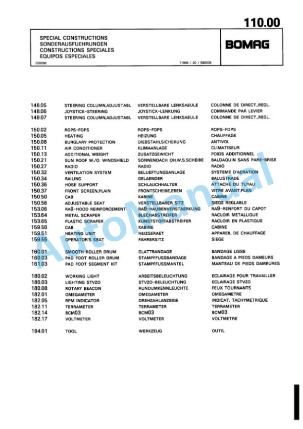 Bomag BW 212 D-3 Single Drum Wheel Drive Vibratory Roller Spare Parts Catalogue 00815335 3 Bomag BW 212 D-3 Single Drum Wheel Drive Vibratory Roller Spare Parts Catalogue 00815335-3