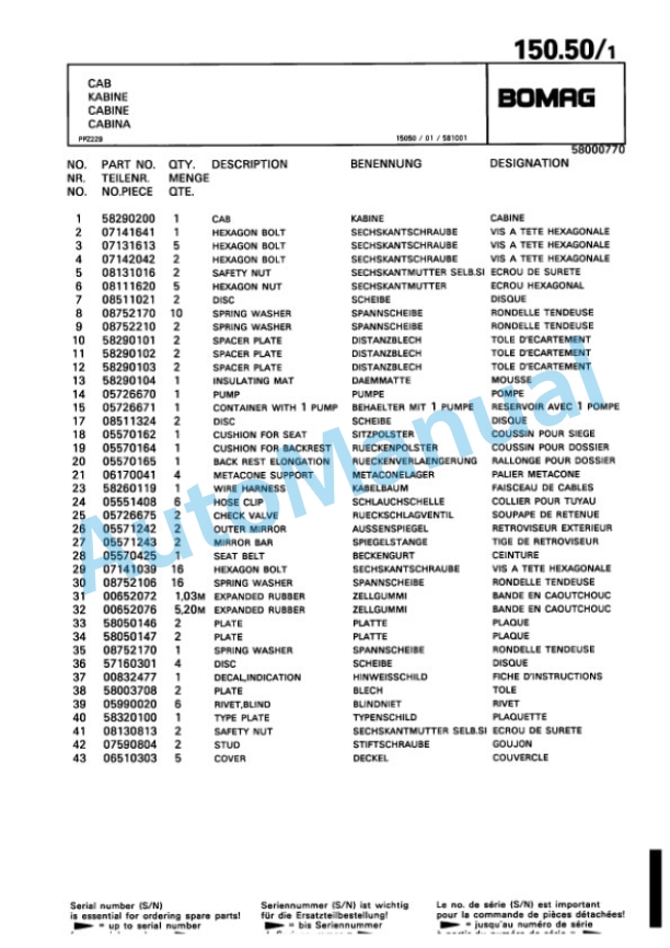Bomag BW 212 D-3 Single Drum Wheel Drive Vibratory Roller Spare Parts Catalogue 00815335 4 Bomag BW 212 D-3 Single Drum Wheel Drive Vibratory Roller Spare Parts Catalogue 00815335-4