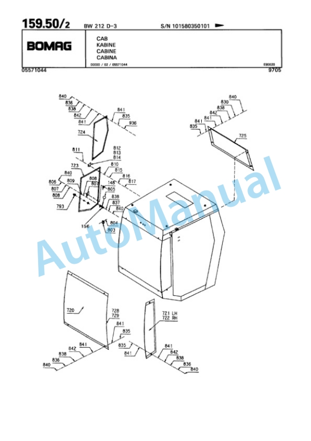 Bomag BW 212 D-3 Single Drum Wheel Drive Vibratory Roller Spare Parts Catalogue 00815335 5 Bomag BW 212 D-3 Single Drum Wheel Drive Vibratory Roller Spare Parts Catalogue 00815335-5