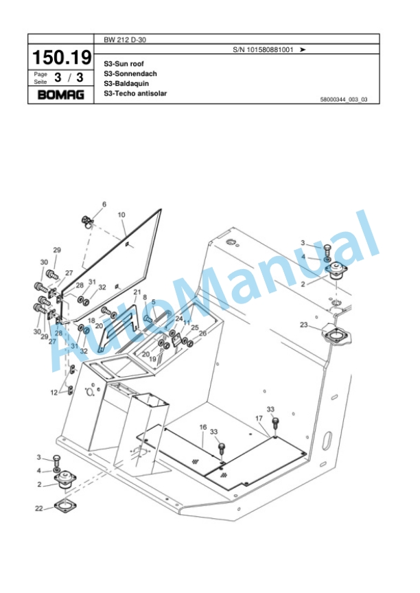 Bomag BW 212 D-30 Single Drum Wheel Drive Vibratory Roller Spare Parts Catalogue 00817907 5 Bomag BW 212 D-30 Single Drum Wheel Drive Vibratory Roller Spare Parts Catalogue 00817907-5