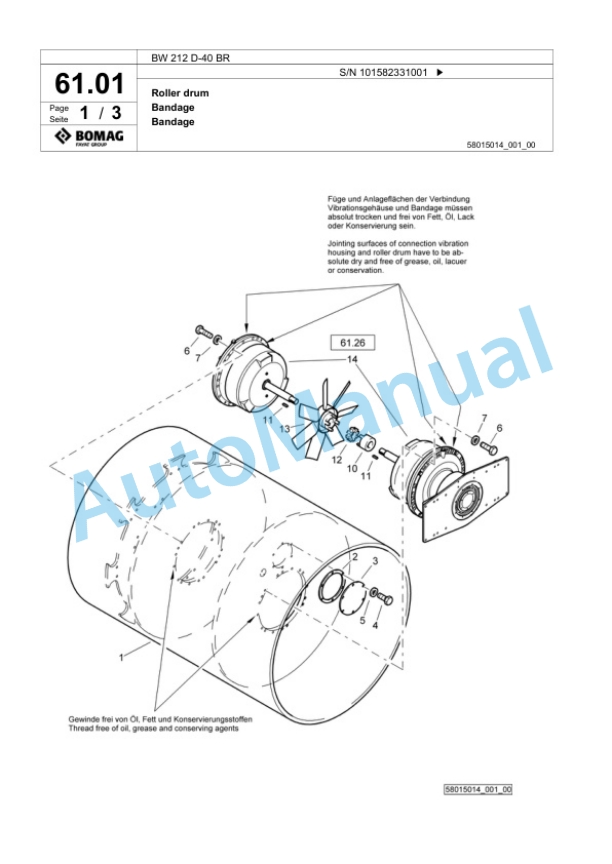 Bomag BW 212 D-40 BR Single Drum Wheel Drive Vibratory Roller Spare Parts Catalogue 00824413 2 Bomag BW 212 D-40 BR Single Drum Wheel Drive Vibratory Roller Spare Parts Catalogue 00824413-2