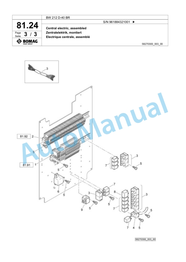 Bomag BW 212 D-40 BR Single Drum Wheel Drive Vibratory Roller Spare Parts Catalogue 00826607 2 Bomag BW 212 D-40 BR Single Drum Wheel Drive Vibratory Roller Spare Parts Catalogue 00826607-2