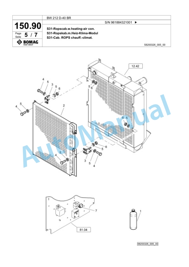 Bomag BW 212 D-40 BR Single Drum Wheel Drive Vibratory Roller Spare Parts Catalogue 00826607 5 Bomag BW 212 D-40 BR Single Drum Wheel Drive Vibratory Roller Spare Parts Catalogue 00826607-5