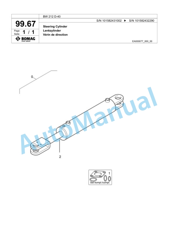 Bomag BW 212 D-40 Single Drum Wheel Drive Vibratory Roller Spare Parts Catalogue 00817943 2 Bomag BW 212 D-40 Single Drum Wheel Drive Vibratory Roller Spare Parts Catalogue 00817943-2