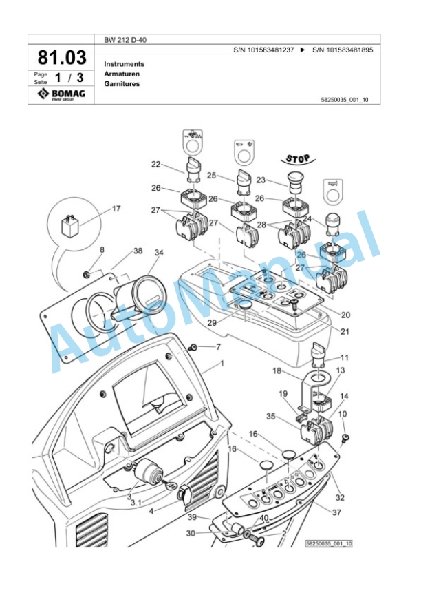 Bomag BW 212 D-40 Single Drum Wheel Drive Vibratory Roller Spare Parts Catalogue 00818823 4 Bomag BW 212 D-40 Single Drum Wheel Drive Vibratory Roller Spare Parts Catalogue 00818823-4