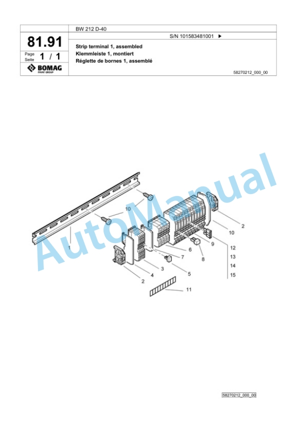 Bomag BW 212 D-40 Single Drum Wheel Drive Vibratory Roller Spare Parts Catalogue 00818823 5 Bomag BW 212 D-40 Single Drum Wheel Drive Vibratory Roller Spare Parts Catalogue 00818823-5