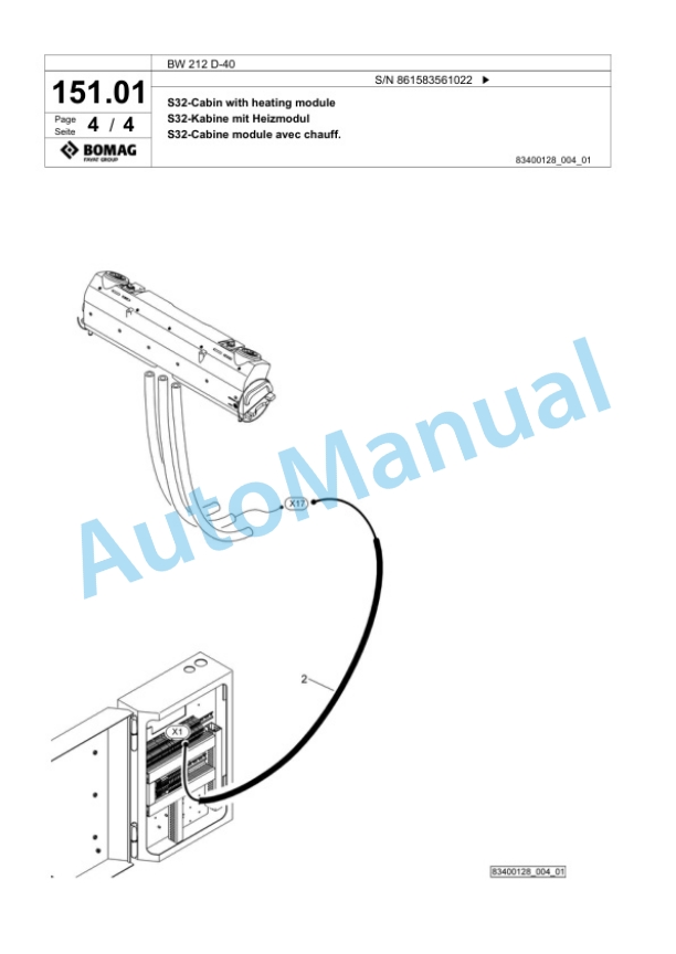 Bomag BW 212 D-40 Single Drum Wheel Drive Vibratory Roller Spare Parts Catalogue 00824279 4 Bomag BW 212 D-40 Single Drum Wheel Drive Vibratory Roller Spare Parts Catalogue 00824279-4