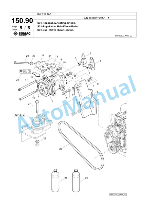 Bomag BW 212 D-5 Single Drum Wheel Drive Vibratory Roller Spare Parts Catalogue 00826065 4 Bomag BW 212 D-5 Single Drum Wheel Drive Vibratory Roller Spare Parts Catalogue 00826065-4