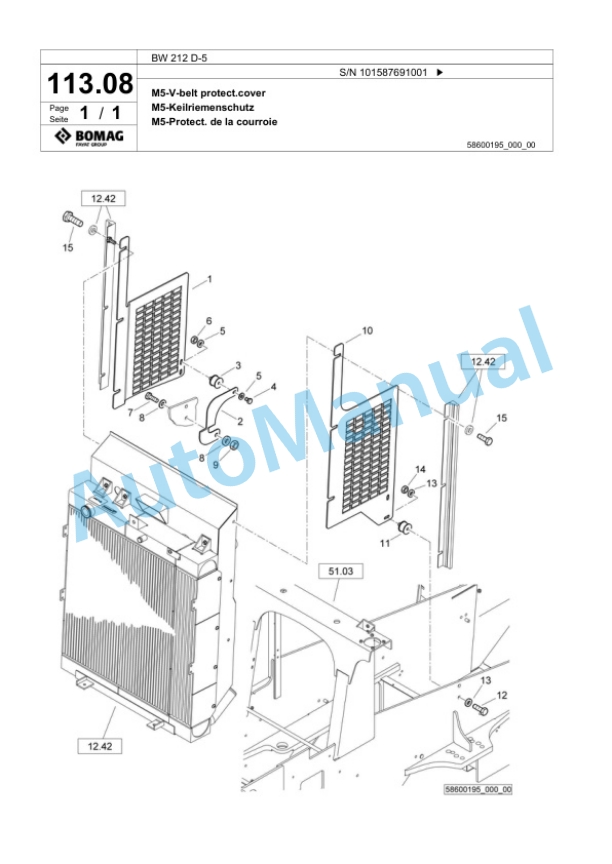 Bomag BW 212 D-5 Single Drum Wheel Drive Vibratory Roller Spare Parts Catalogue 00826565 3 Bomag BW 212 D-5 Single Drum Wheel Drive Vibratory Roller Spare Parts Catalogue 00826565-3