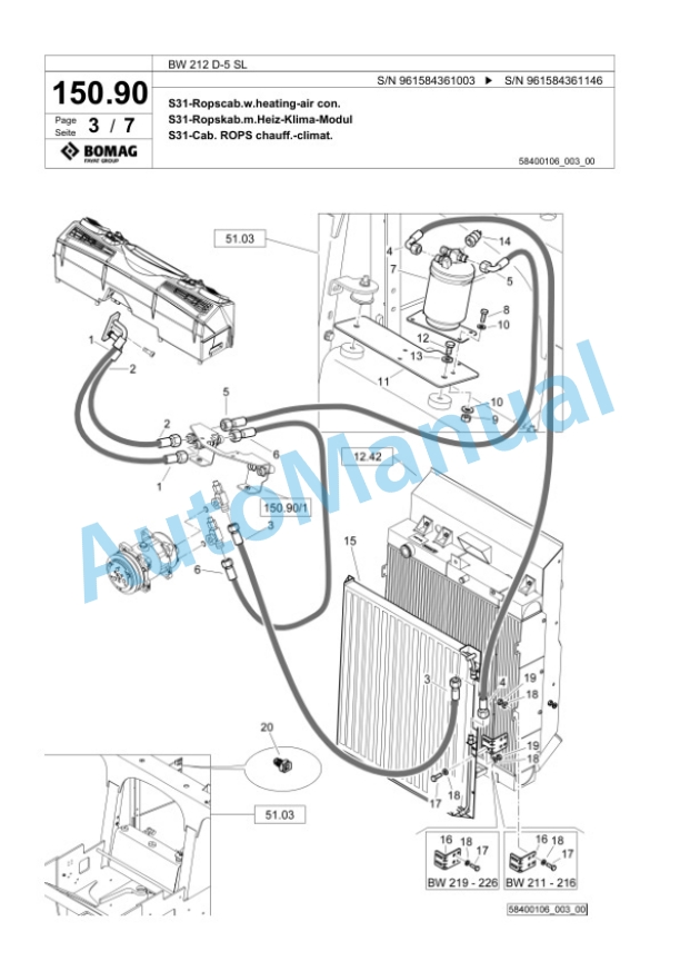 Bomag BW 212 D-5 SL Single Drum Wheel Drive Vibratory Roller Spare Parts Catalogue 00826707 4 Bomag BW 212 D-5 SL Single Drum Wheel Drive Vibratory Roller Spare Parts Catalogue 00826707-4