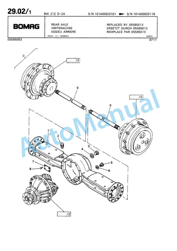 Bomag BW 212 D2 Ampl Single Drum Wheel Drive Vibratory Roller Spare Parts Catalogue 00810064 2 Bomag BW 212 D2 Ampl Single Drum Wheel Drive Vibratory Roller Spare Parts Catalogue 00810064-2