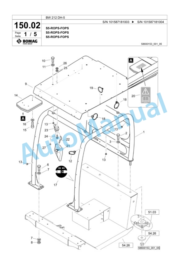 Bomag BW 212 DH-5 Single Drum Wheel Drive Vibratory Roller Spare Parts Catalogue 00826069 3 Bomag BW 212 DH-5 Single Drum Wheel Drive Vibratory Roller Spare Parts Catalogue 00826069-3