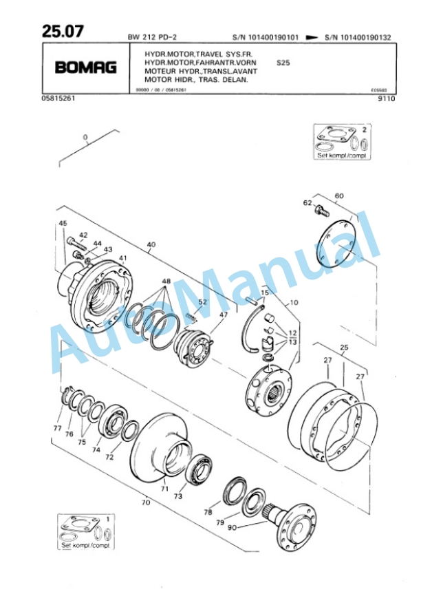 Bomag BW 212 PD-2 Single Drum Wheel Drive Vibratory Roller Spare Parts Catalogue 00810619 2 Bomag BW 212 PD-2 Single Drum Wheel Drive Vibratory Roller Spare Parts Catalogue 00810619-2