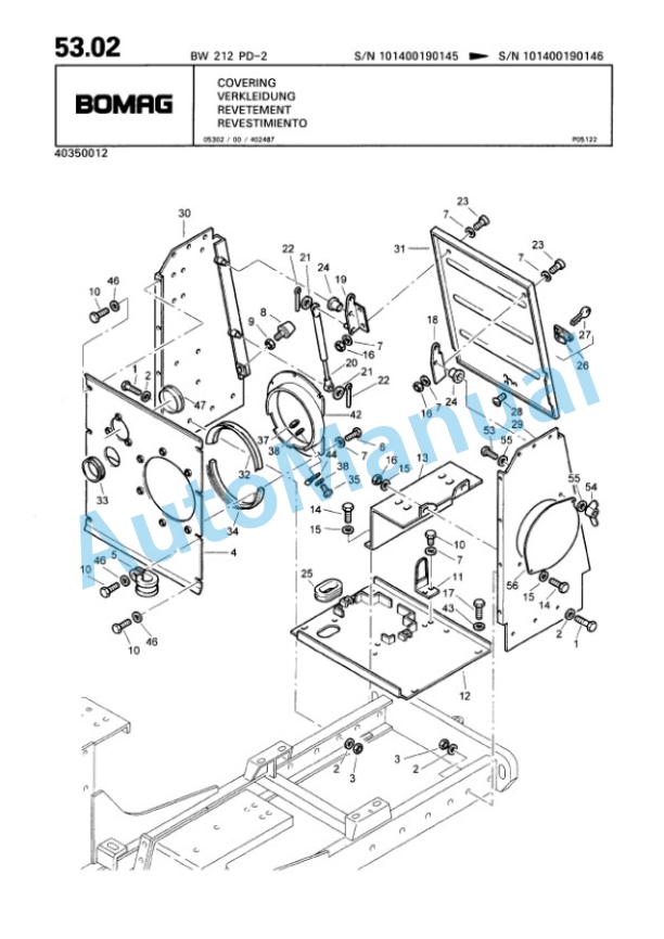 Bomag BW 212 PD-2 Single Drum Wheel Drive Vibratory Roller Spare Parts Catalogue 00811619 3 Bomag BW 212 PD-2 Single Drum Wheel Drive Vibratory Roller Spare Parts Catalogue 00811619-3