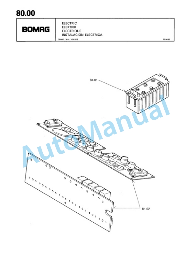 Bomag BW 212 PD-2 Single Drum Wheel Drive Vibratory Roller Spare Parts Catalogue 00811619 4 Bomag BW 212 PD-2 Single Drum Wheel Drive Vibratory Roller Spare Parts Catalogue 00811619-4