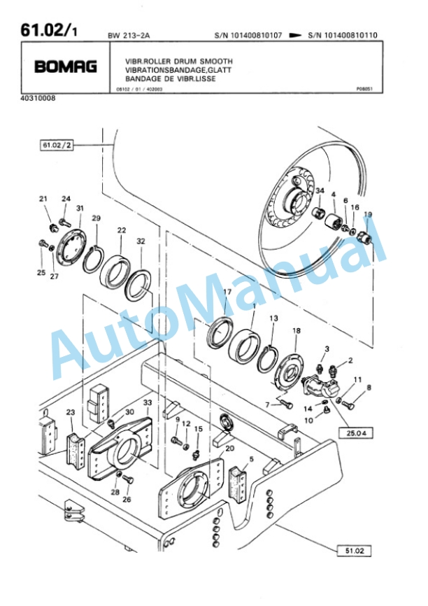 Bomag BW 213 2 Ampl Single Drum Wheel Drive Vibratory Roller Spare Parts Catalogue 00810057 4 Bomag BW 213 2 Ampl Single Drum Wheel Drive Vibratory Roller Spare Parts Catalogue 00810057-4