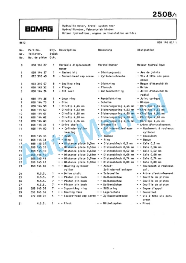 Bomag BW 213 AD Single Drum Wheel Drive Vibratory Roller Spare Parts Catalogue 00812213 3 Bomag BW 213 AD Single Drum Wheel Drive Vibratory Roller Spare Parts Catalogue 00812213-3