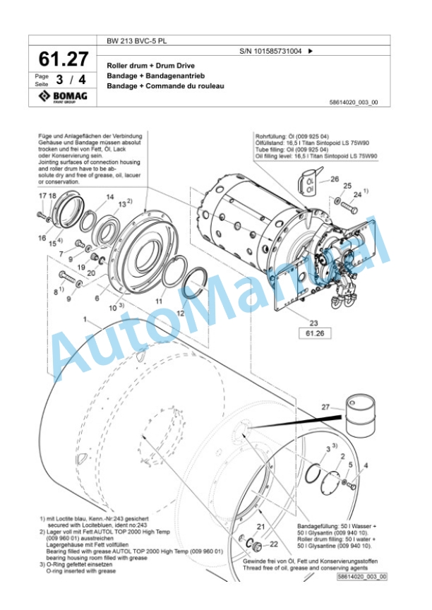 Bomag BW 213 BVC-5 PL Single Drum Wheel Drive Vibratory Roller Spare Parts Catalogue 00827111 2 Bomag BW 213 BVC-5 PL Single Drum Wheel Drive Vibratory Roller Spare Parts Catalogue 00827111-2
