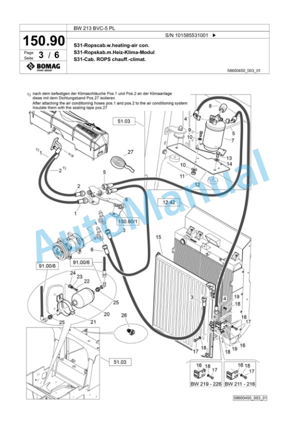 Bomag BW 213 BVC-5 PL Single Drum Wheel Drive Vibratory Roller Spare Parts Catalogue 00827273 4 Bomag BW 213 BVC-5 PL Single Drum Wheel Drive Vibratory Roller Spare Parts Catalogue 00827273-4