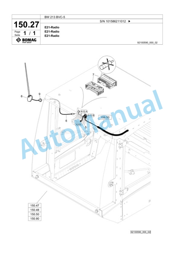 Bomag BW 213 BVC-5 Single Drum Wheel Drive Vibratory Roller Spare Parts Catalogue 00824867 4 Bomag BW 213 BVC-5 Single Drum Wheel Drive Vibratory Roller Spare Parts Catalogue 00824867-4