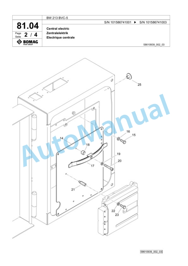 Bomag BW 213 BVC-5 Single Drum Wheel Drive Vibratory Roller Spare Parts Catalogue 00825243 2 Bomag BW 213 BVC-5 Single Drum Wheel Drive Vibratory Roller Spare Parts Catalogue 00825243-2