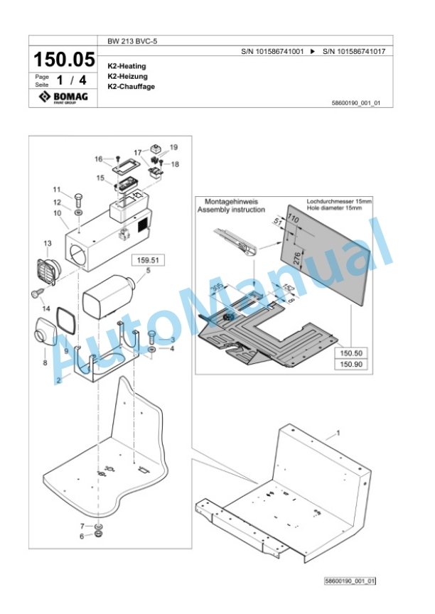 Bomag BW 213 BVC-5 Single Drum Wheel Drive Vibratory Roller Spare Parts Catalogue 00825243 3 Bomag BW 213 BVC-5 Single Drum Wheel Drive Vibratory Roller Spare Parts Catalogue 00825243-3