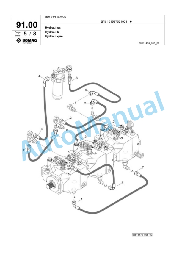 Bomag BW 213 BVC-5 Single Drum Wheel Drive Vibratory Roller Spare Parts Catalogue 00826281 3 Bomag BW 213 BVC-5 Single Drum Wheel Drive Vibratory Roller Spare Parts Catalogue 00826281-3