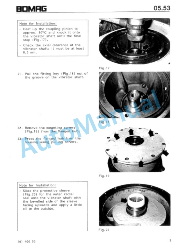 Bomag BW 213, BW 213 D, BW 213 PD, BW 213 PDH Single-Drum Wheel Drive Vibratory Roller Repair Instructions 00819094 3 Bomag BW 213, BW 213 D, BW 213 PD, BW 213 PDH Single-Drum Wheel Drive Vibratory Roller Repair Instructions 00819094-3