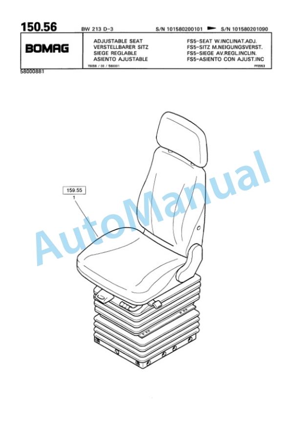 Bomag BW 213 D-3 Single Drum Wheel Drive Vibratory Roller Spare Parts Catalogue 00815320 4 Bomag BW 213 D-3 Single Drum Wheel Drive Vibratory Roller Spare Parts Catalogue 00815320-4