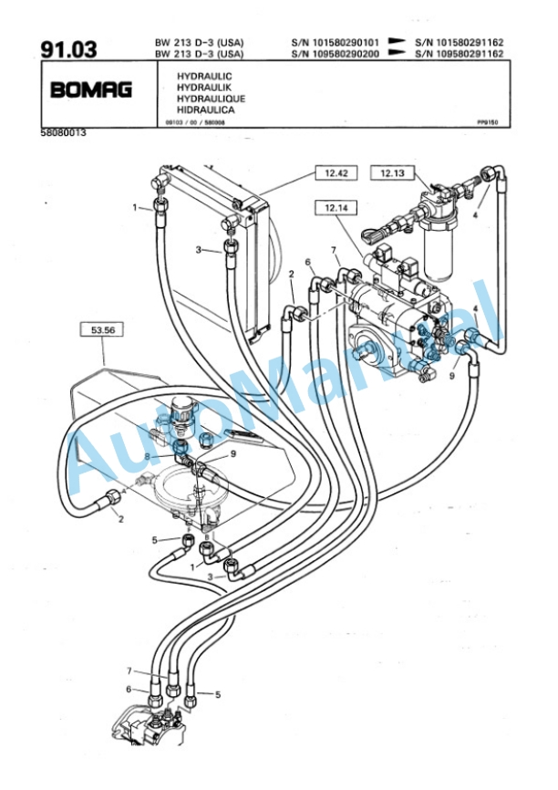 Bomag BW 213 D-3 Single Drum Wheel Drive Vibratory Roller Spare Parts Catalogue 00815329 2 Bomag BW 213 D-3 Single Drum Wheel Drive Vibratory Roller Spare Parts Catalogue 00815329-2