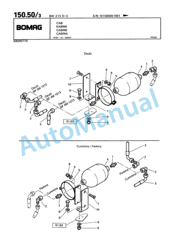 Bomag BW 213 D-3 Single Drum Wheel Drive Vibratory Roller Spare Parts Catalogue 00815390 3 Bomag BW 213 D-3 Single Drum Wheel Drive Vibratory Roller Spare Parts Catalogue 00815390-3