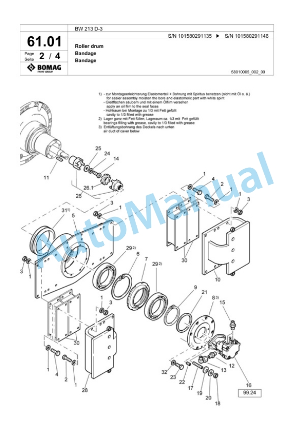 Bomag BW 213 D-3 Single Drum Wheel Drive Vibratory Roller Spare Parts Catalogue 00817522 2 Bomag BW 213 D-3 Single Drum Wheel Drive Vibratory Roller Spare Parts Catalogue 00817522-2