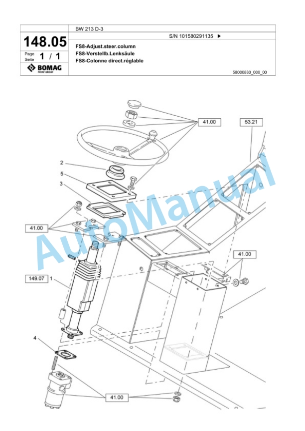 Bomag BW 213 D-3 Single Drum Wheel Drive Vibratory Roller Spare Parts Catalogue 00817522 3 Bomag BW 213 D-3 Single Drum Wheel Drive Vibratory Roller Spare Parts Catalogue 00817522-3