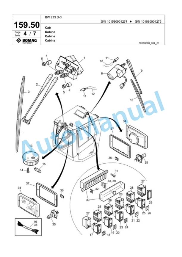 Bomag BW 213 D-3 Single Drum Wheel Drive Vibratory Roller Spare Parts Catalogue 00817523 5 Bomag BW 213 D-3 Single Drum Wheel Drive Vibratory Roller Spare Parts Catalogue 00817523-5