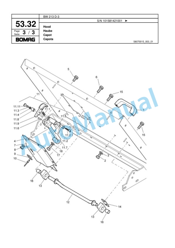 Bomag BW 213 D-3 Single Drum Wheel Drive Vibratory Roller Spare Parts Catalogue 00817588 2 Bomag BW 213 D-3 Single Drum Wheel Drive Vibratory Roller Spare Parts Catalogue 00817588-2
