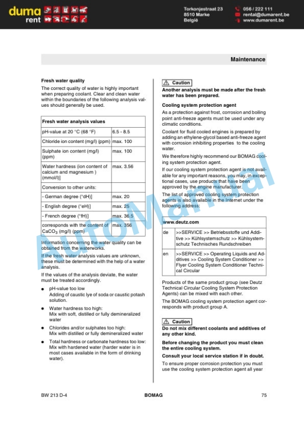 Bomag BW 213 D-4 Single Drum Roller Operating and Maintenance Instructions 00804361 2 Bomag BW 213 D-4 Single Drum Roller Operating and Maintenance Instructions 00804361-2
