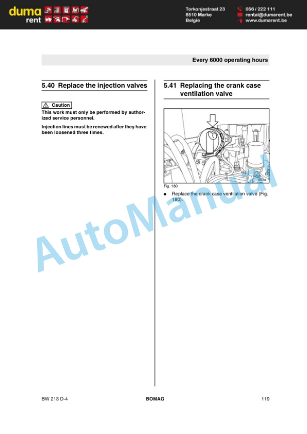 Bomag BW 213 D-4 Single Drum Roller Operating and Maintenance Instructions 00804361 5 Bomag BW 213 D-4 Single Drum Roller Operating and Maintenance Instructions 00804361-5